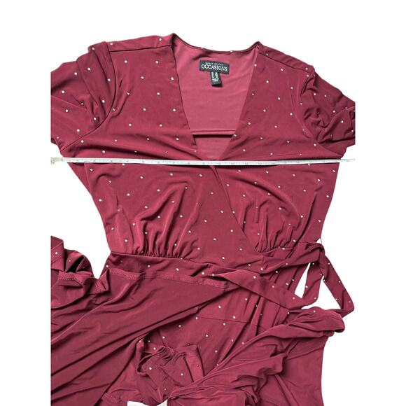QVC Susan Graver Pet Embellished Liquid Knit Wrap Dress NWOT Wine Size SP - Picture 9 of 9